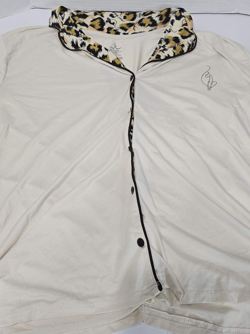 Baby Phat Cream Pajama Set with Leopard Trim Y2K RETRO Sz 2XL - Picture 2 of 9